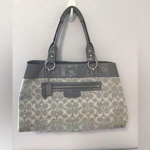 Coach Penelope Gray Signature Jacquard/Patent Leather Bag
